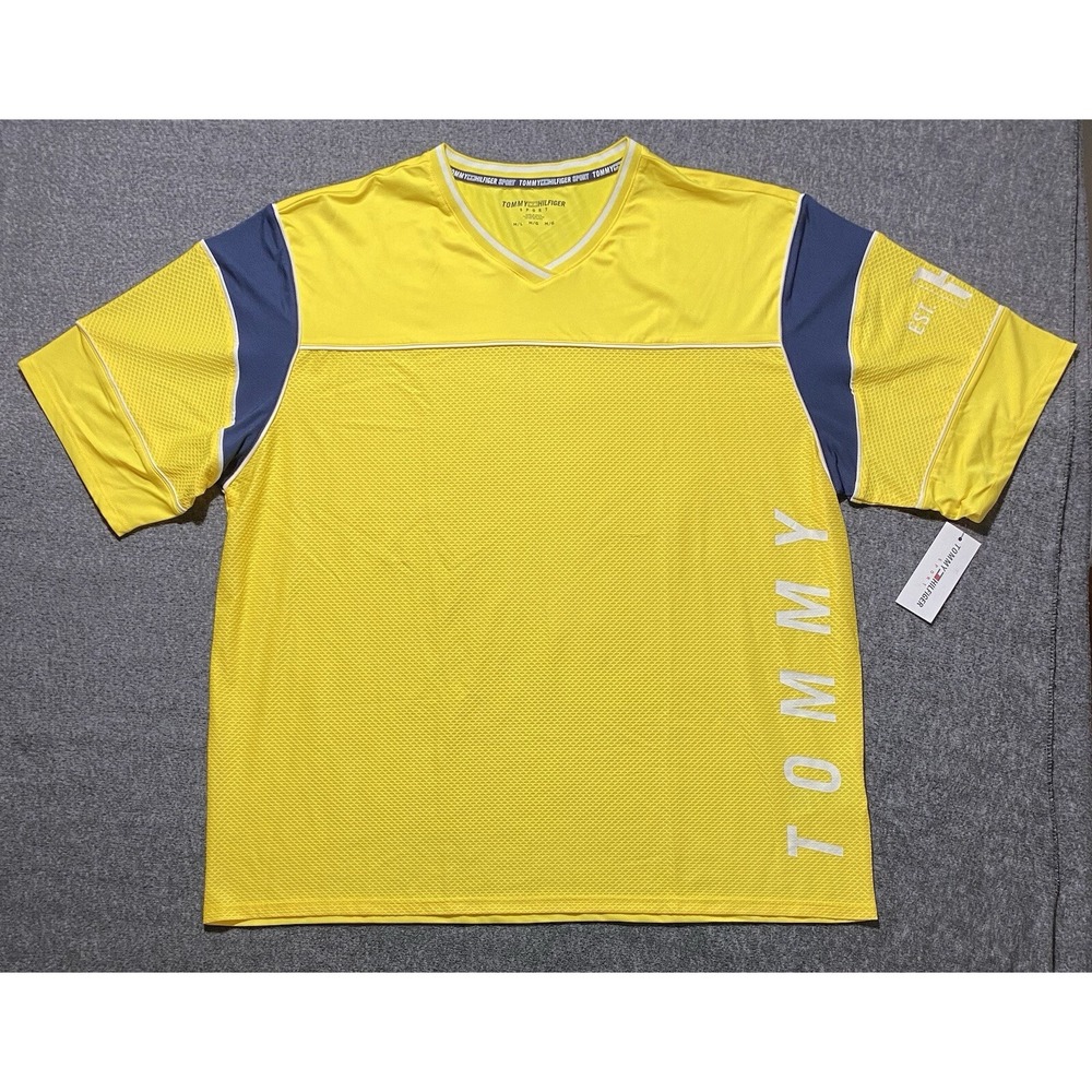Tommy Hilfiger H S Jersey Mens Yellow Distressed Size M/L